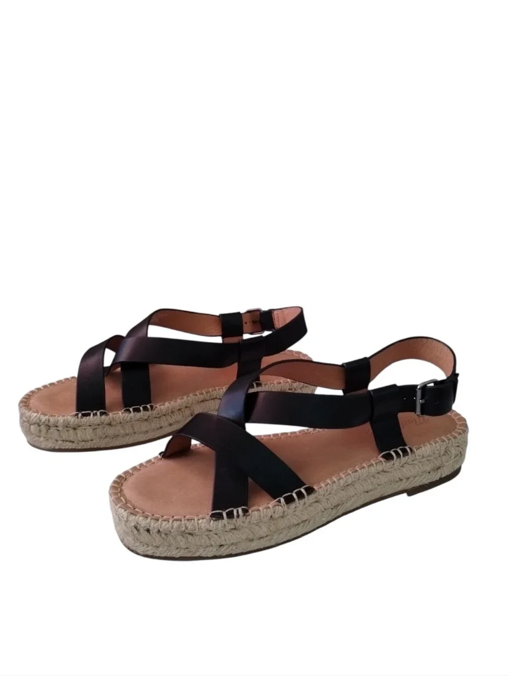 Madewell The Malia Espadrille Sandals Women's 8.5 Leather Platform Boho